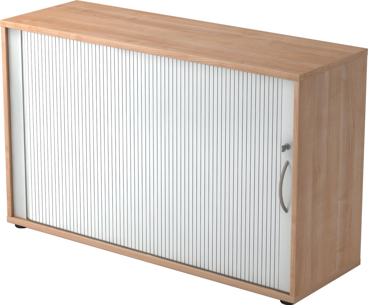 bümö® Rollladenschrank 2 OH abschließbar in Nussbaum/Silber mit Bogengriff Bild 1