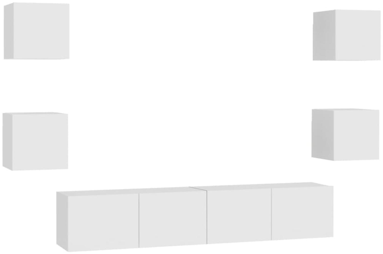 vidaXL 6-tlg. TV-Schrank-Set Weiß Spanplatte [3078662] Bild 1