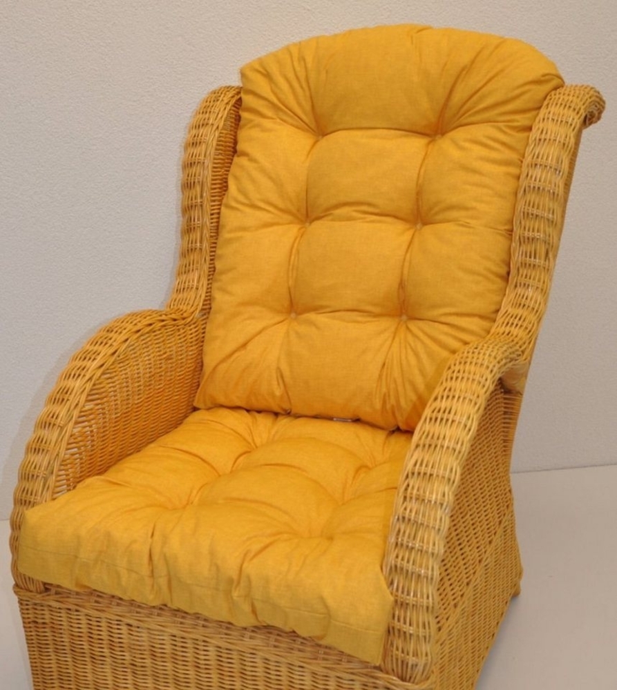 Rattani Sesselauflage Polster Kissen für Rattan Ohrensessel Rattansessel, Color gelb Bild 1