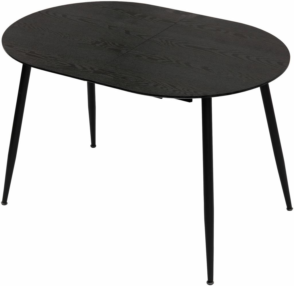 Esstisch Rodrigo ausziehbar 120-150-180 x 80 cm 4-10 Personen Ovaler Küchentisch mit Metallgestell für Küche, Esszimmer Holz Optik Schwarz Bild 1