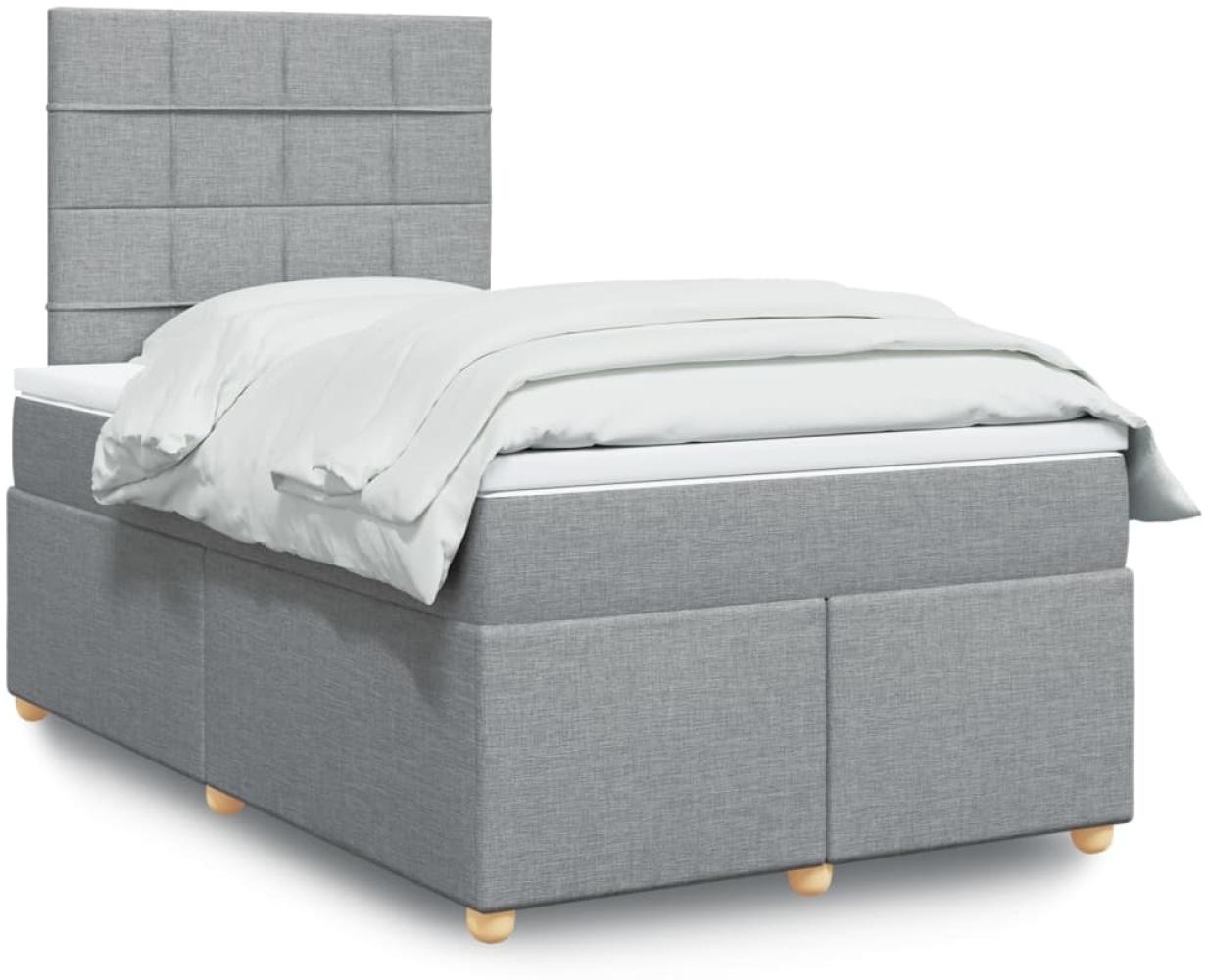 vidaXL Boxspringbett mit Matratze Hellgrau 120x200 cm Stoff 3293547 Bild 1