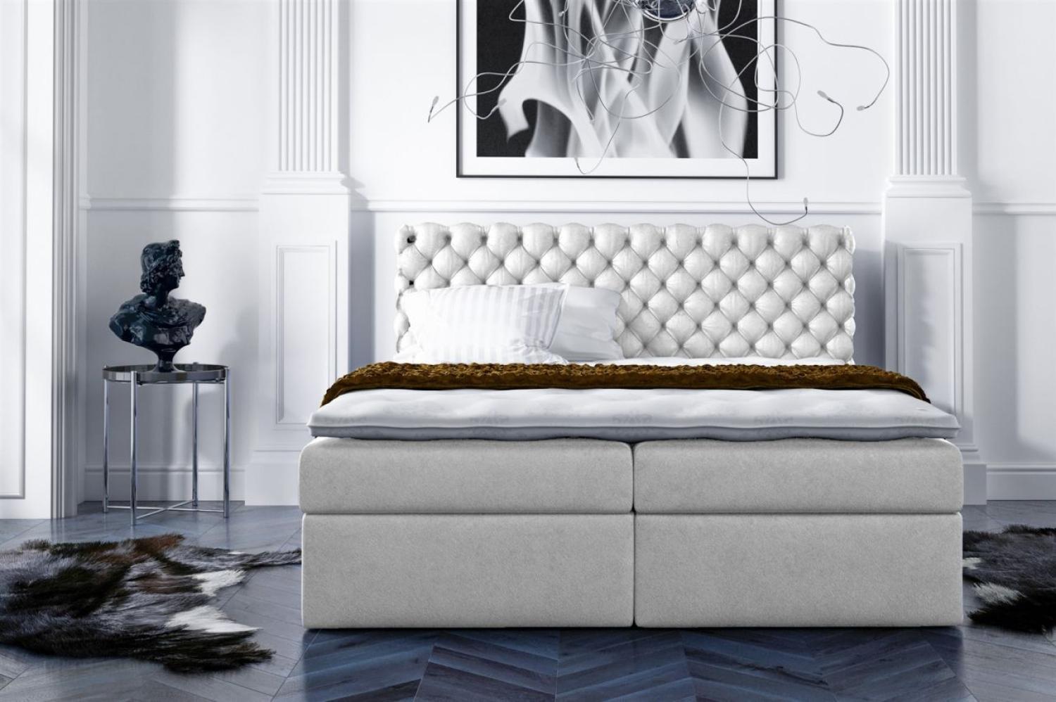 Boxspringbett PARINI 160x200 cm Hellgrau Bild 1