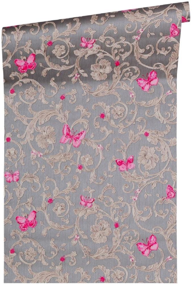 Versace Designer Barock Vliestapete Butterfly Barocco 343255 Grau / Silber / Pink - Design Tapete - Luxus Qualität Bild 1