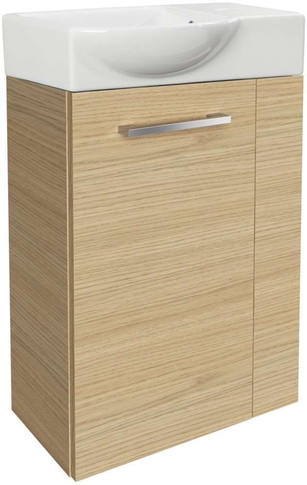 Fackelmann SBC B. STYLE Gäste WC Set 2-teilig 45 cm, Braun hell, links, Keramik Hahnloch rechts Bild 1