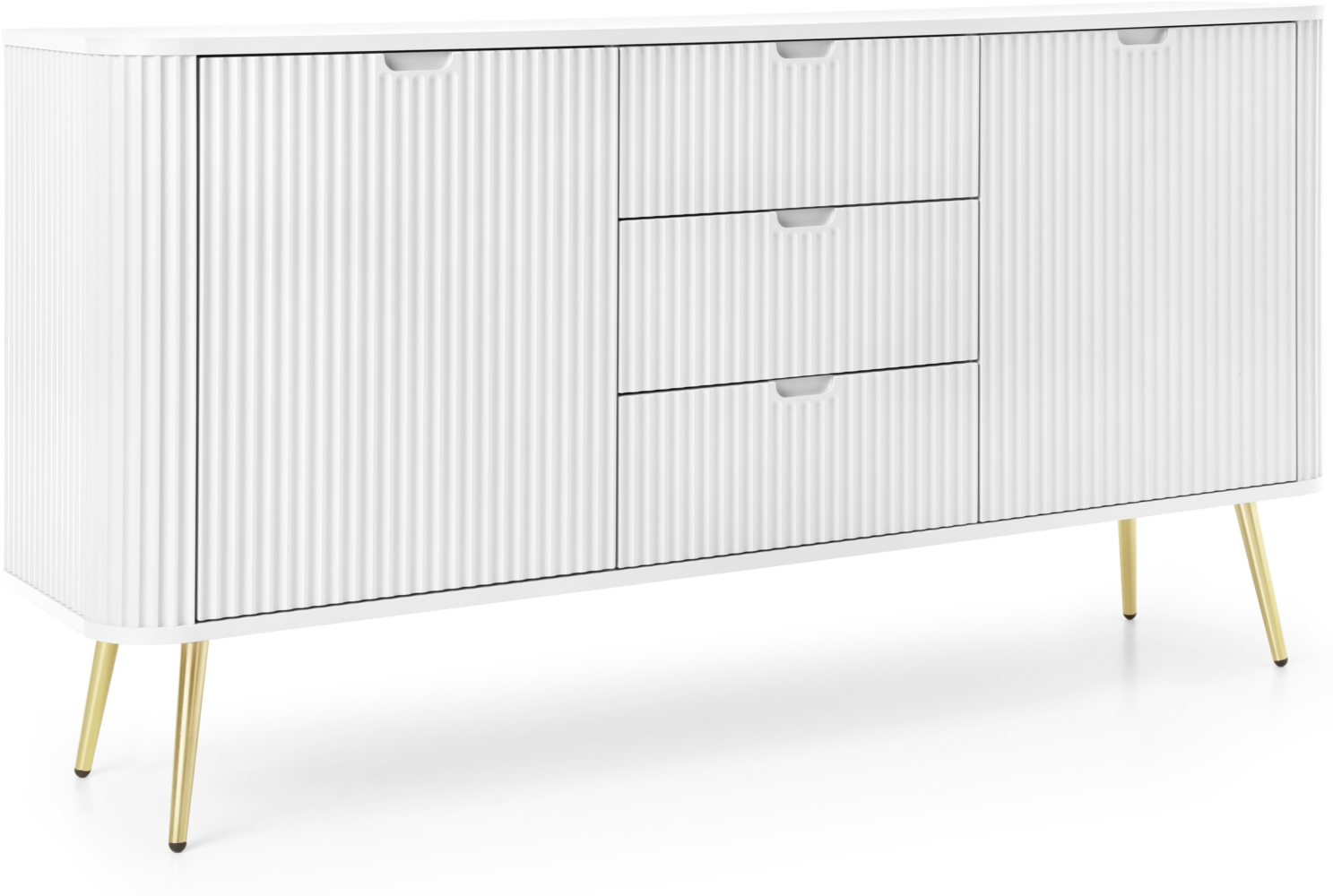 Selsey 'Zova' Sideboard 2-türig mit 3 Schubladen, weiß mit goldenen Beinen, ca. 87 x 168 x 39 cm Bild 1