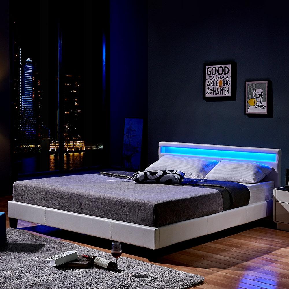 HOME DELUXE LED Bett ASTRO - 180 x 200 cm Weiß Bild 1