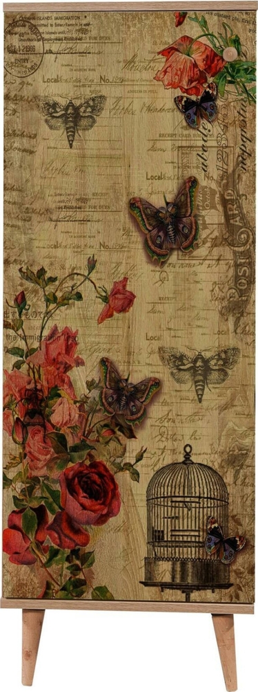 Dmora Schuhschrank Dacrydium, Schuhregal, Mehrzweck-Eingangsgarderobe, Möbel für Schuhe, 50x38 h135 cm, Eiche und Multicolor Bild 1