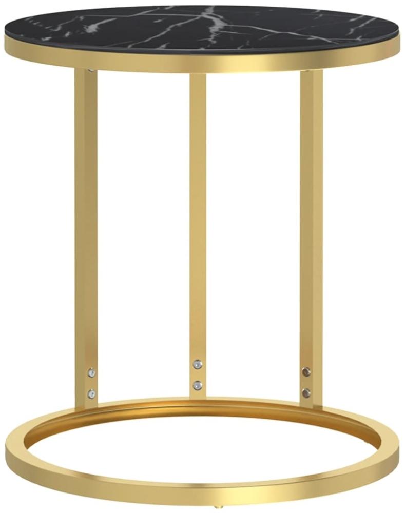 vidaXL Beistelltisch Golden und Schwarze Marmor-Optik 45 cm Hartglas 331663 Bild 1