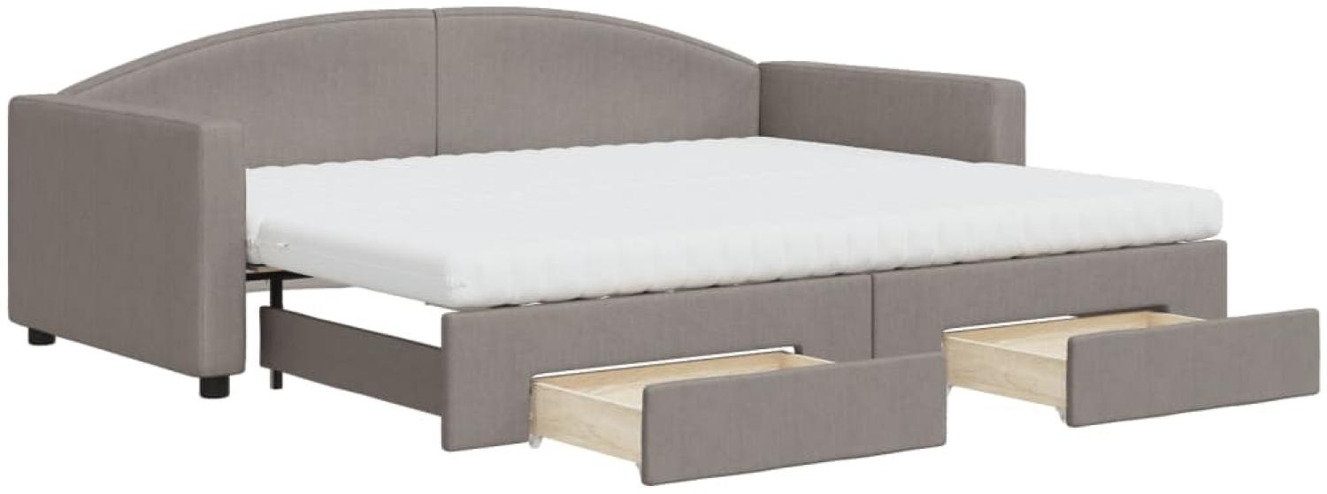 vidaXL Tagesbett Ausziehbar mit Schubladen Taupe 90x200 cm Stoff 3197245 Bild 1