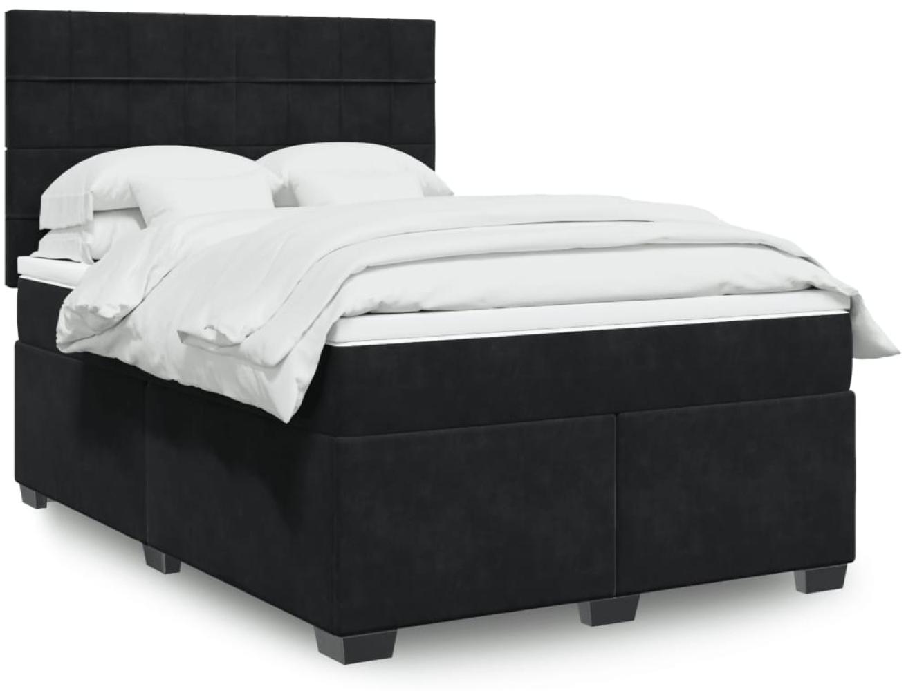 vidaXL Boxspringbett mit Matratze Schwarz 140x190 cm Samt 3293208 Bild 1