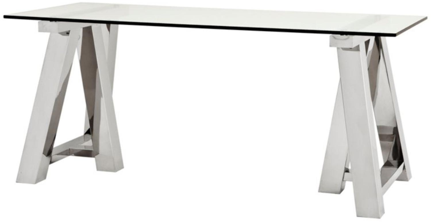 Casa Padrino Designer Schreibtisch Silber 180 x 80 x H. 78 cm - Luxus Büromöbel Bild 1