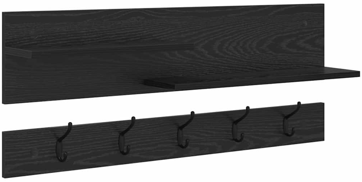 vidaXL Wandmontierter Kleiderständer mit Regal Schwarz Eichen-Optik 874420 Bild 1