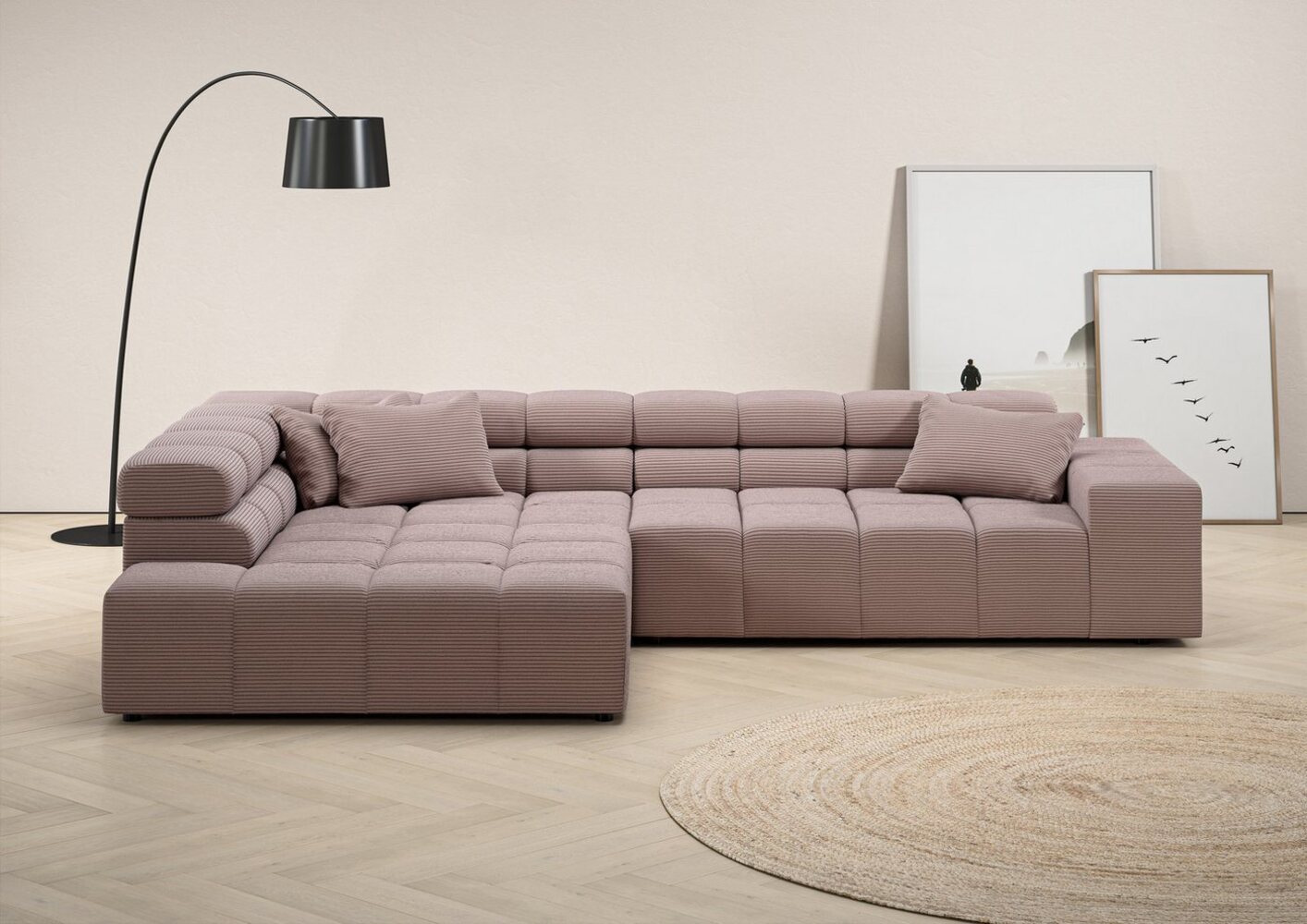 INOSIGN Ecksofa Ancona incl. Kopfteilverstellung, Zierkissen Breite 319cm, L-Form, wahlweise motorische Sitztiefenverstellung, auch in Cord + Easy Care Bild 1