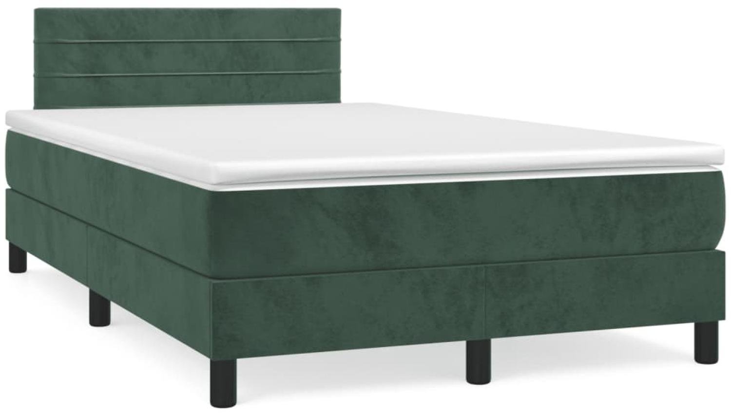 vidaXL Boxspringbett mit Matratze Dunkelgrün 120x190 cm Samt 3269846 Bild 1