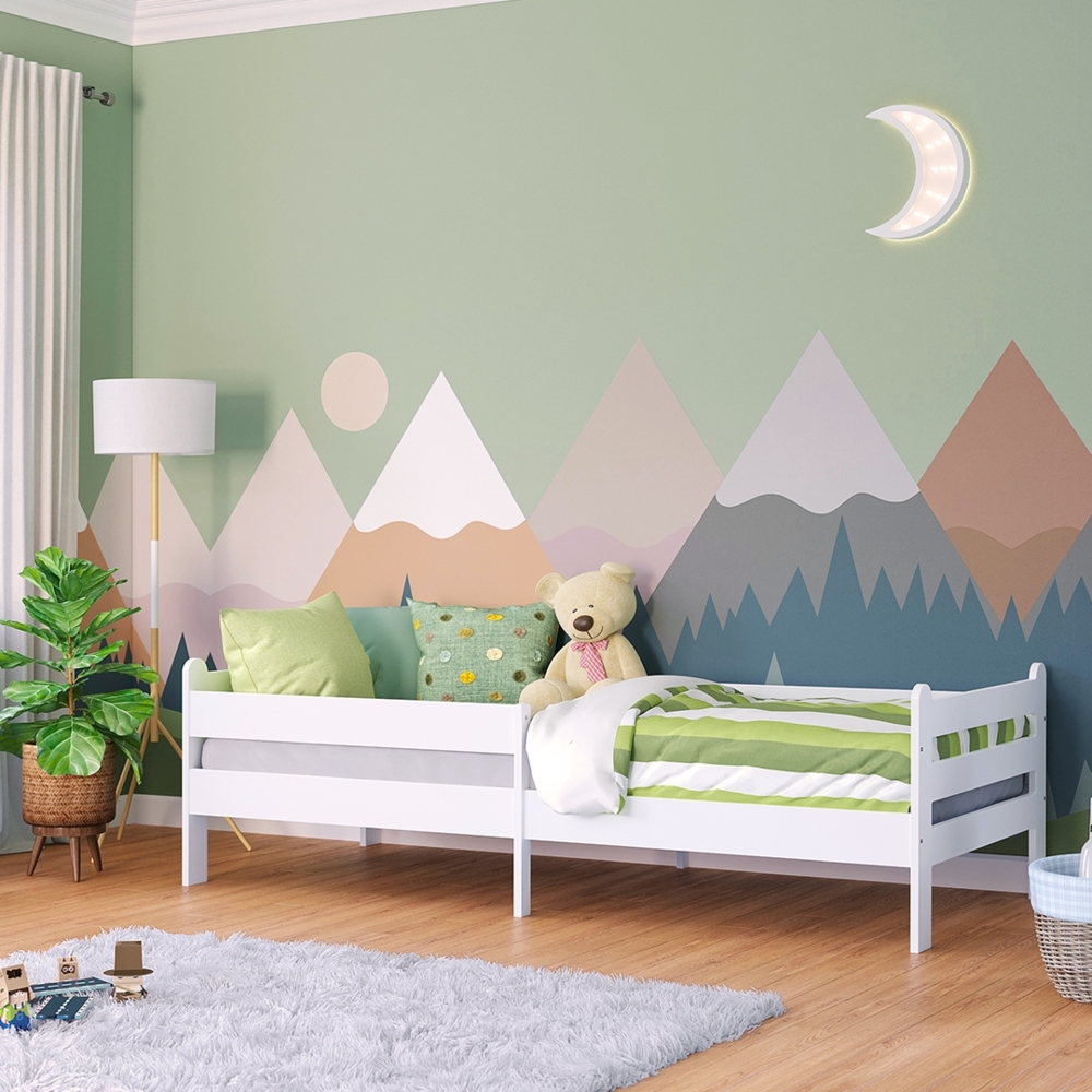 Bellabino 'Kuru' Kinderbett 90x200 cm, weiß, Jugendbett mit Rausfallschutz und Lattenrost Bild 1