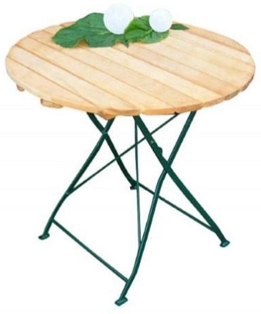 Klapptisch Holztisch Gartentisch Tisch, rund, Gestell dunkel Grün 77 cm Bild 1