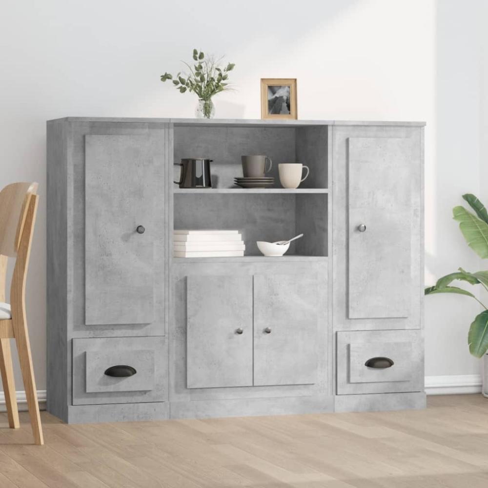 vidaXL Highboards 3 Stk. Betongrau Holzwerkstoff 3185315 Bild 1