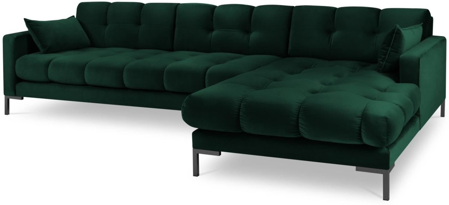 Micadoni 5-Sitzer Samtstoff Ecke rechts Sofa Mamaia | Bezug Bottle Green | Beinfarbe Black Metal Bild 1