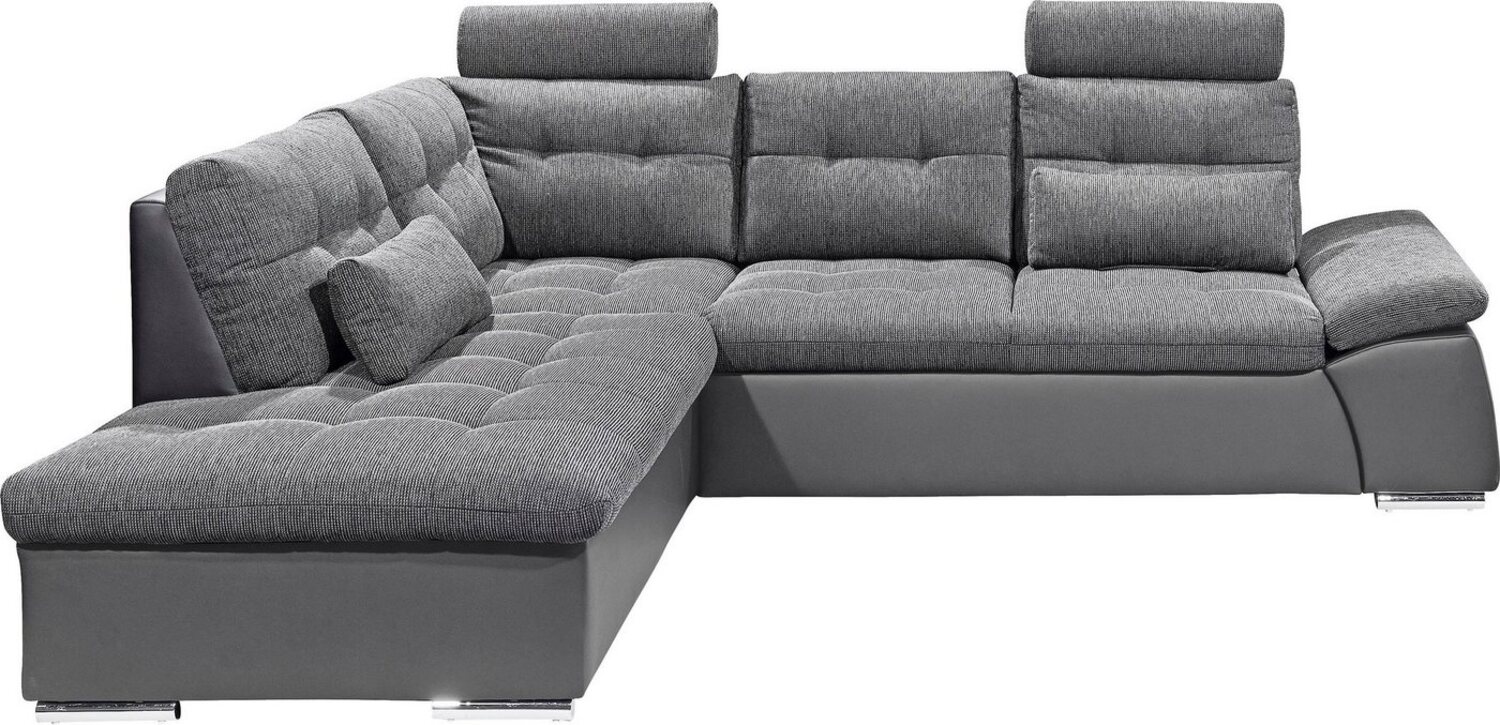 ED EXCITING DESIGN Ecksofa Jakarta L-Form, mit Bettfunktion, Kopfstützen, Nierenkissen etc. Bild 1