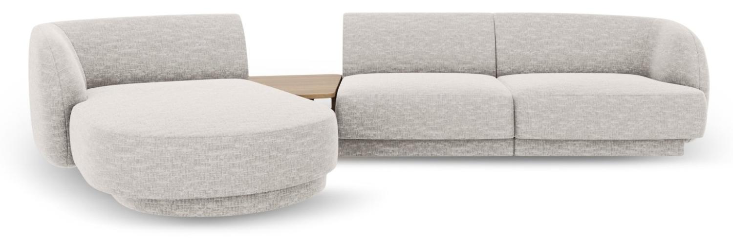 Micadoni Modulares Sofa Miley mit Recamiere 3-Sitzer Links Chenille Hellgrau Bild 1