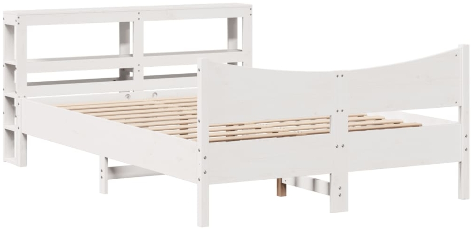 vidaXL Massivholzbett mit Kopfteil Weiß 135x190 cm Kiefer 3306319 Bild 1