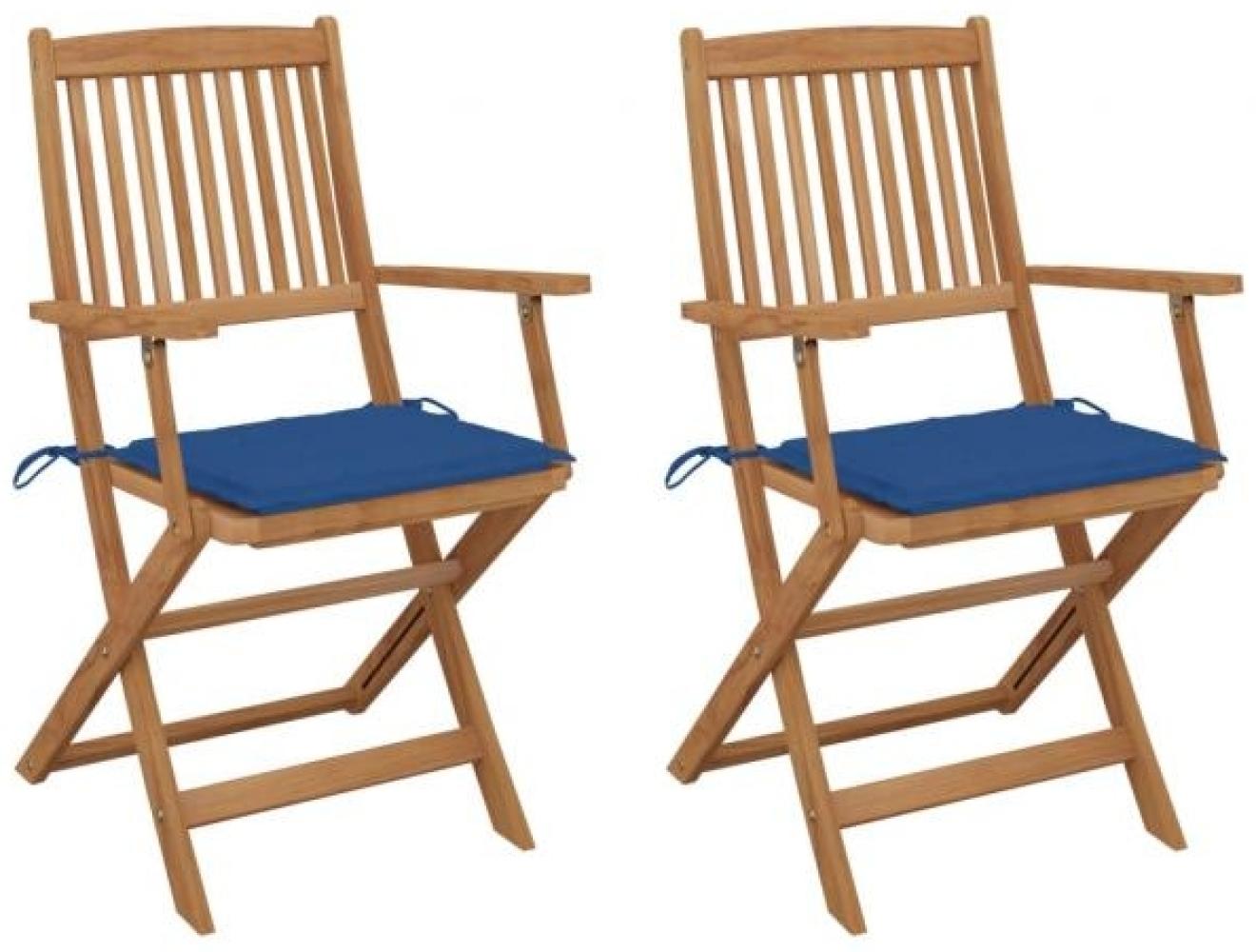 vidaXL Klappbare Gartenstühle 2 Stk. mit Kissen Massivholz Akazie 3064600 Bild 1