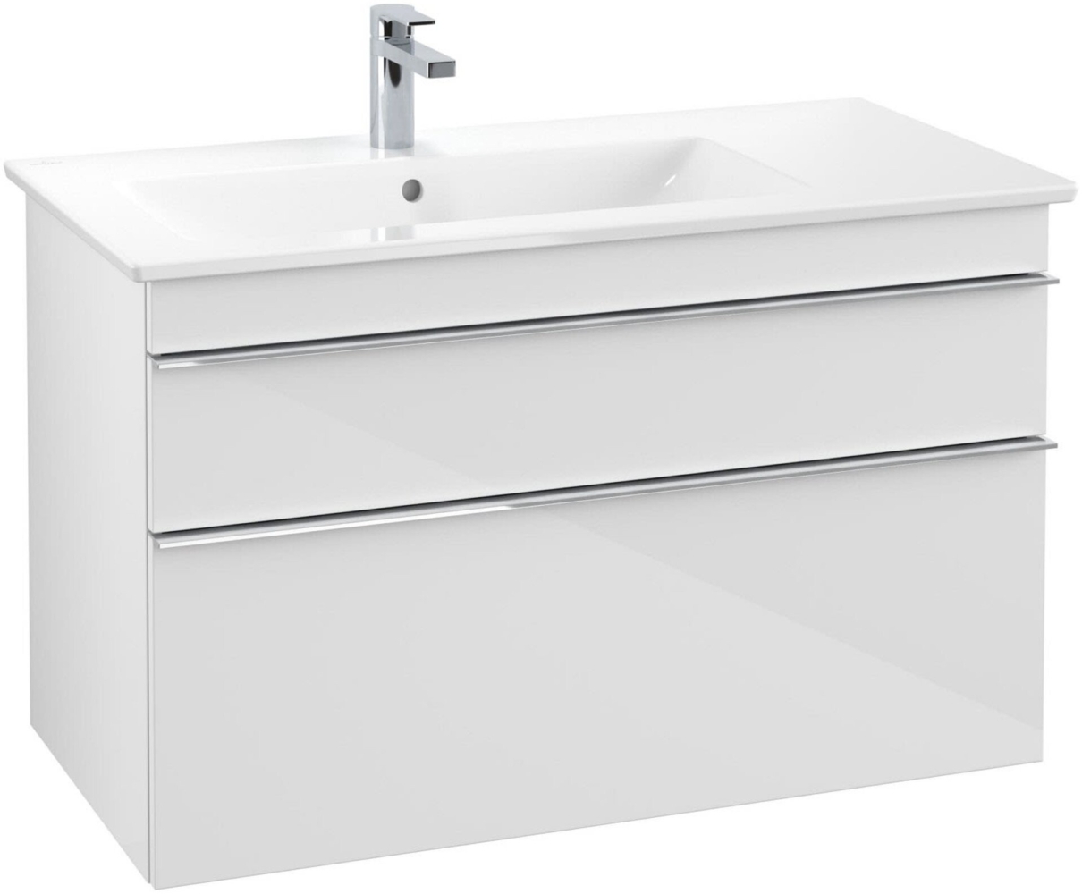 VILLEROY & BOCH VENTICELLO Waschbeckenunterschrank 95 cm breit, Weiß, Griff Chrom, 2 Schubladen, Ablage rechts Bild 1