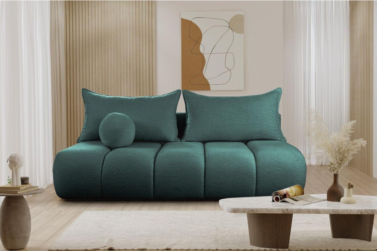 Schlafsofa Designersofa Sofa 3-Sitzer ANZIA in Stoff Ascot Bukla Petrol Bild 1