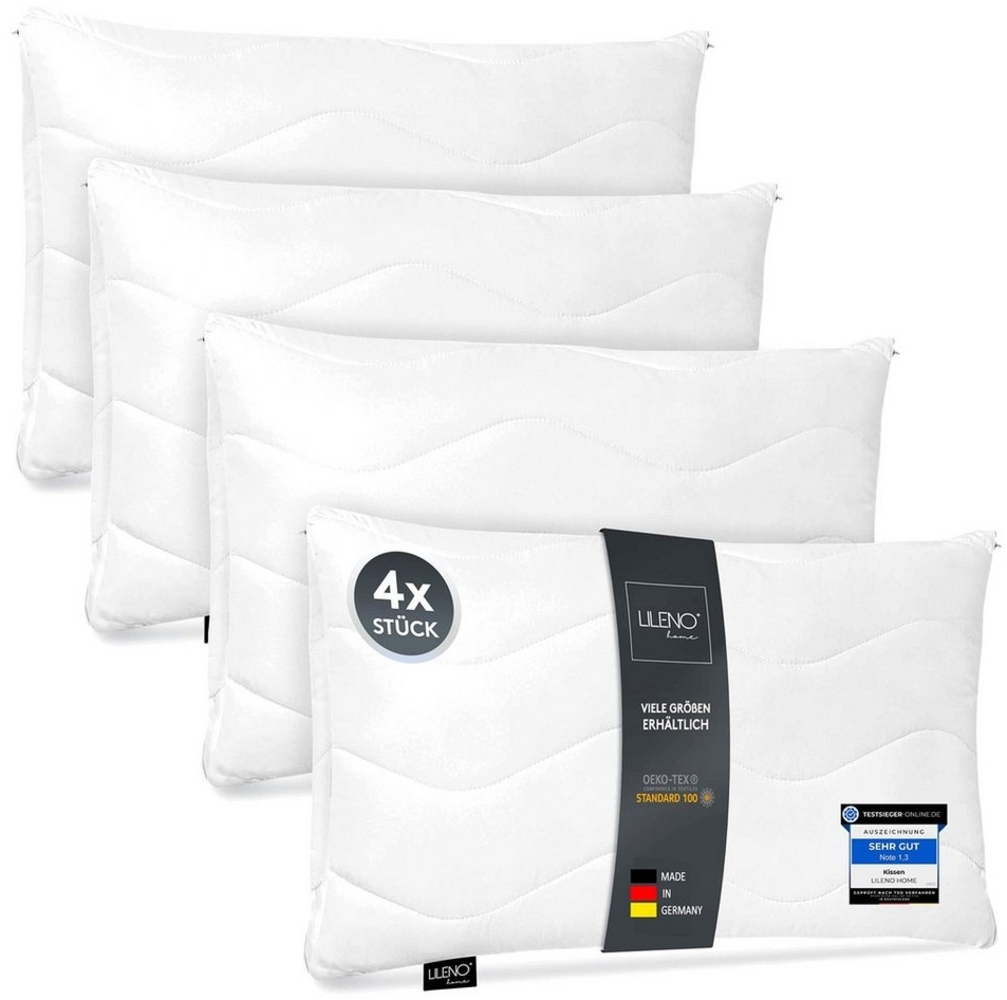 LILENO HOME Kopfkissen - gestepptes Kissen in verschiedenen Größen - Made in Germany, Füllung: 100% Polyester, Rückenschläfer, Seitenschläfer, Bauchschläfer, Set, 4er Set, Kopfkissen 40x60 cm, allergikergeeignet, Bettkissen oder Dekokissen Bild 1