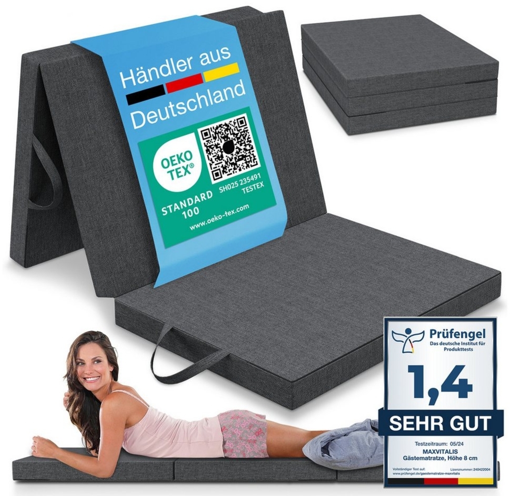ELONEO Klappmatratze mit abnehmbaren Bezug, Polyester Anthrazit, 75 x 200 cm Bild 1