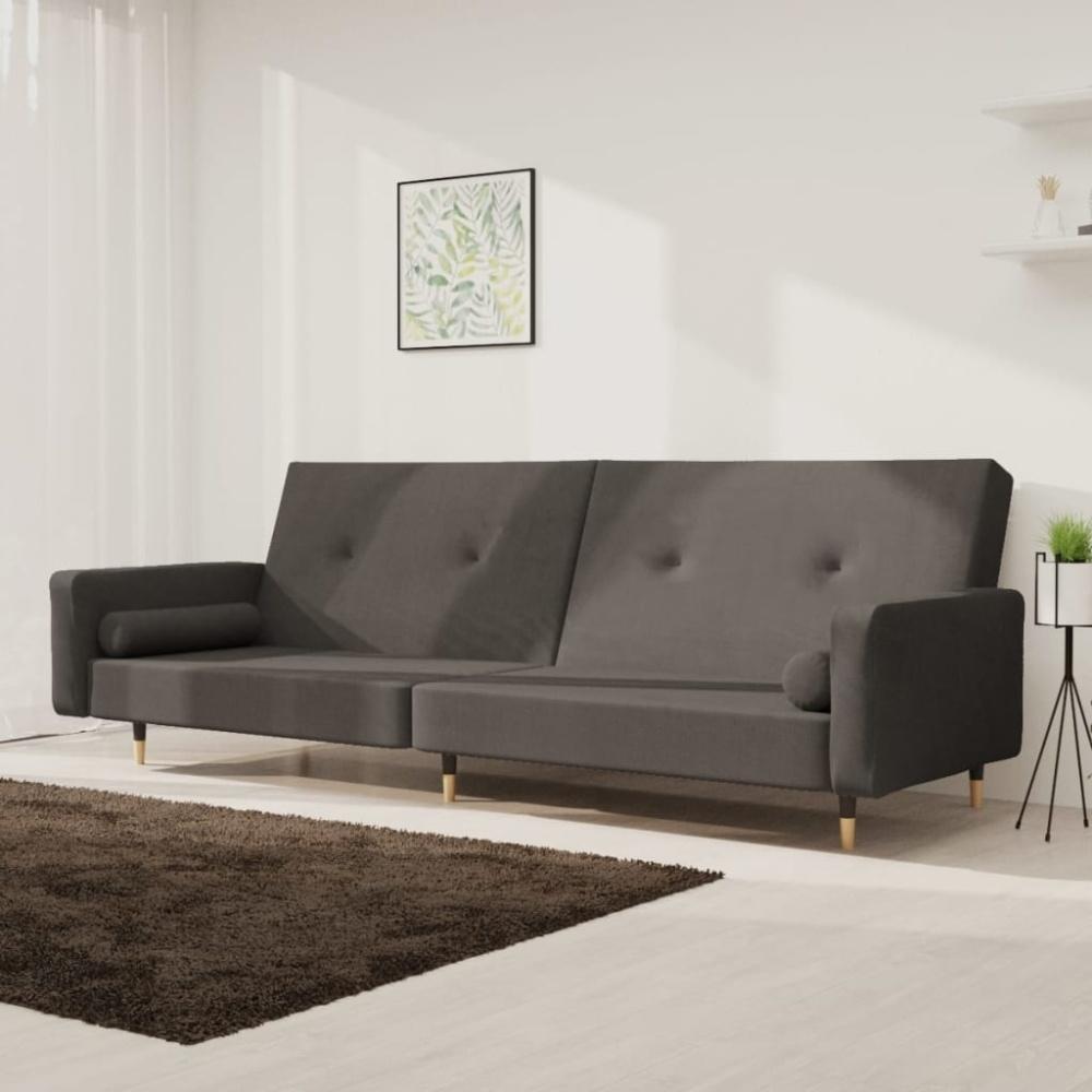 vidaXL Schlafsofa 2-Sitzer mit 2 Kissen Dunkelgrau Samt Bild 1