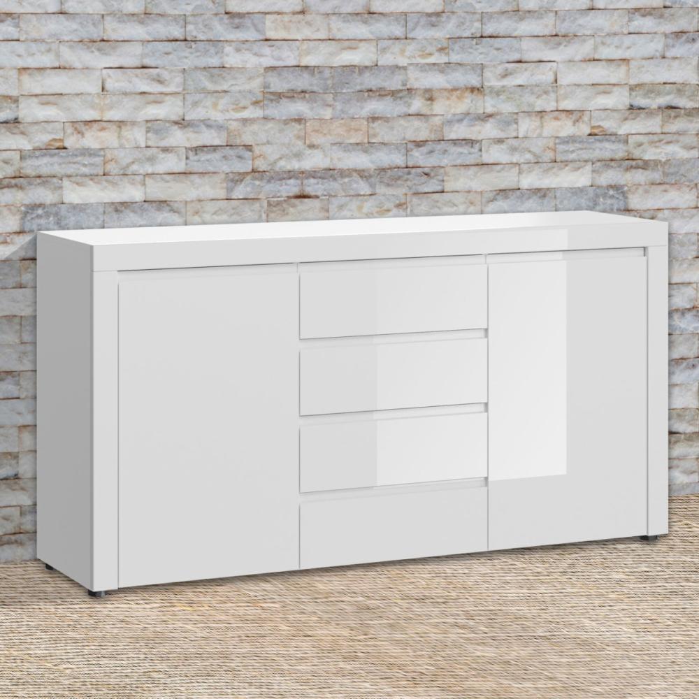 Kommode Carini Sideboard 152cm grifflos 2-türig mit 4 Schublade Bild 1