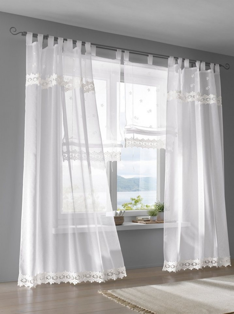 Rollo Raffrollo, heine, halbtransparent, Schlaufenaufhängung Bild 1