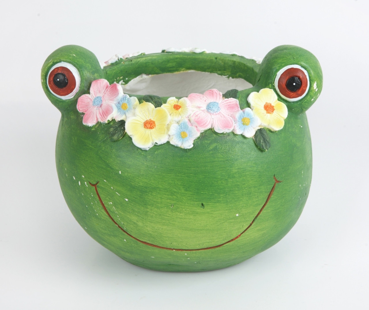 TrendLine Pflanztopf Polyresin Frosch 18 x 17 x 21 cm grün Bild 1