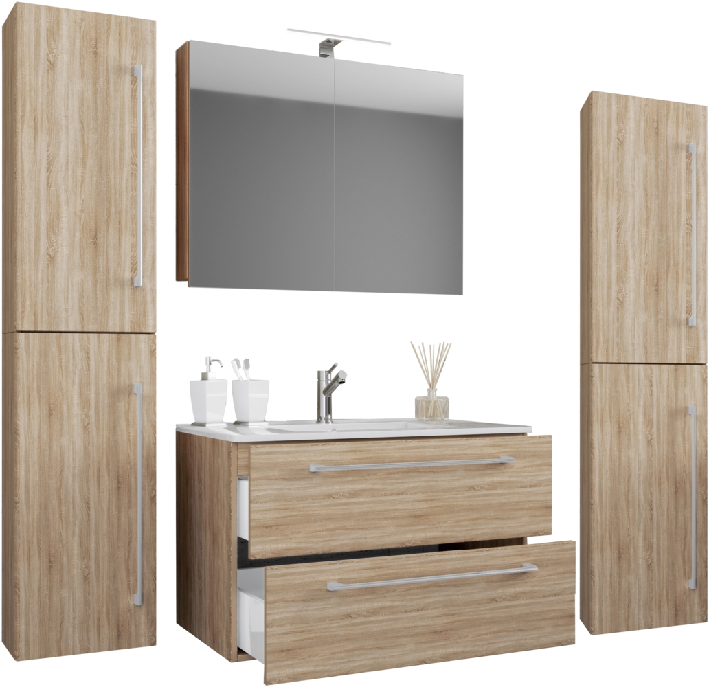 VCM Badmöbel Waschtisch Badinos 915093 Sonoma-Eiche H. 150 x B. 130 x T. 46 cm Bild 1