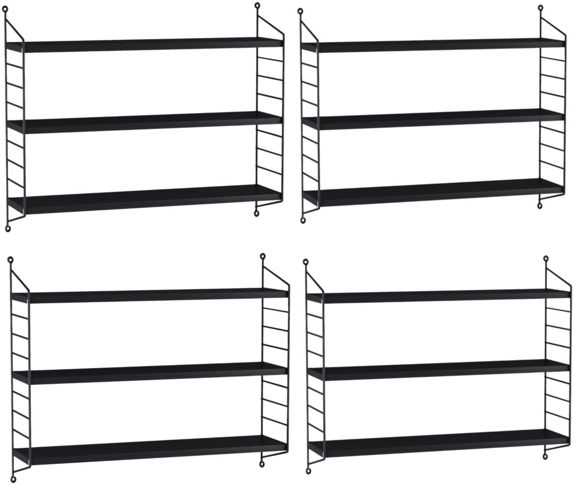 Modulares Wandregal Strängnäs 4er Set Schwarz [en. casa] Bild 1