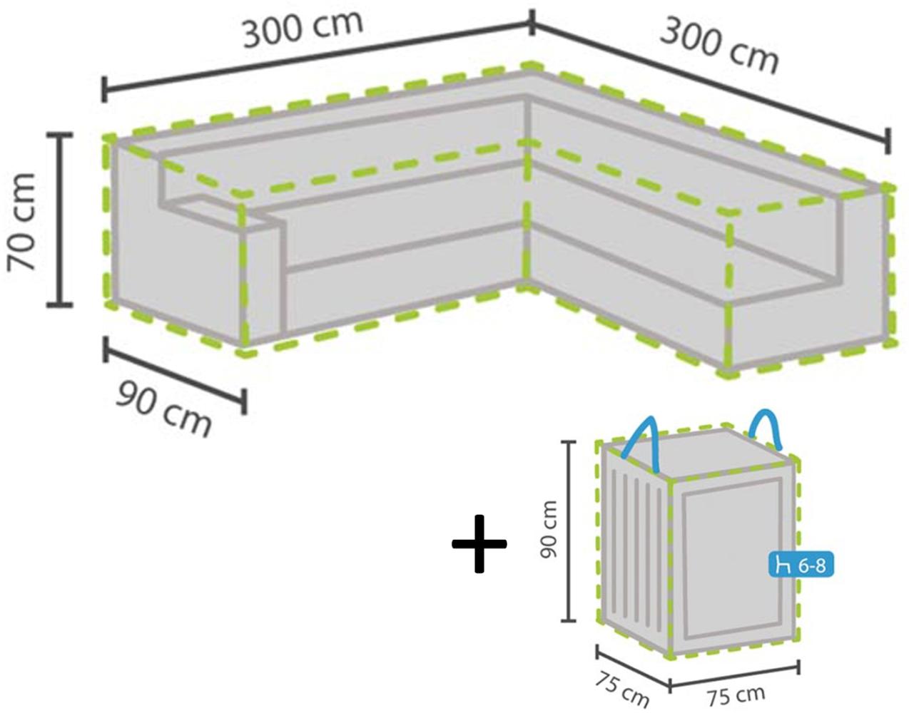 Schutzhülle 300x300cm für L-förmiges Garten Lounge Set + Hülle für 6-8 Kissen Bild 1