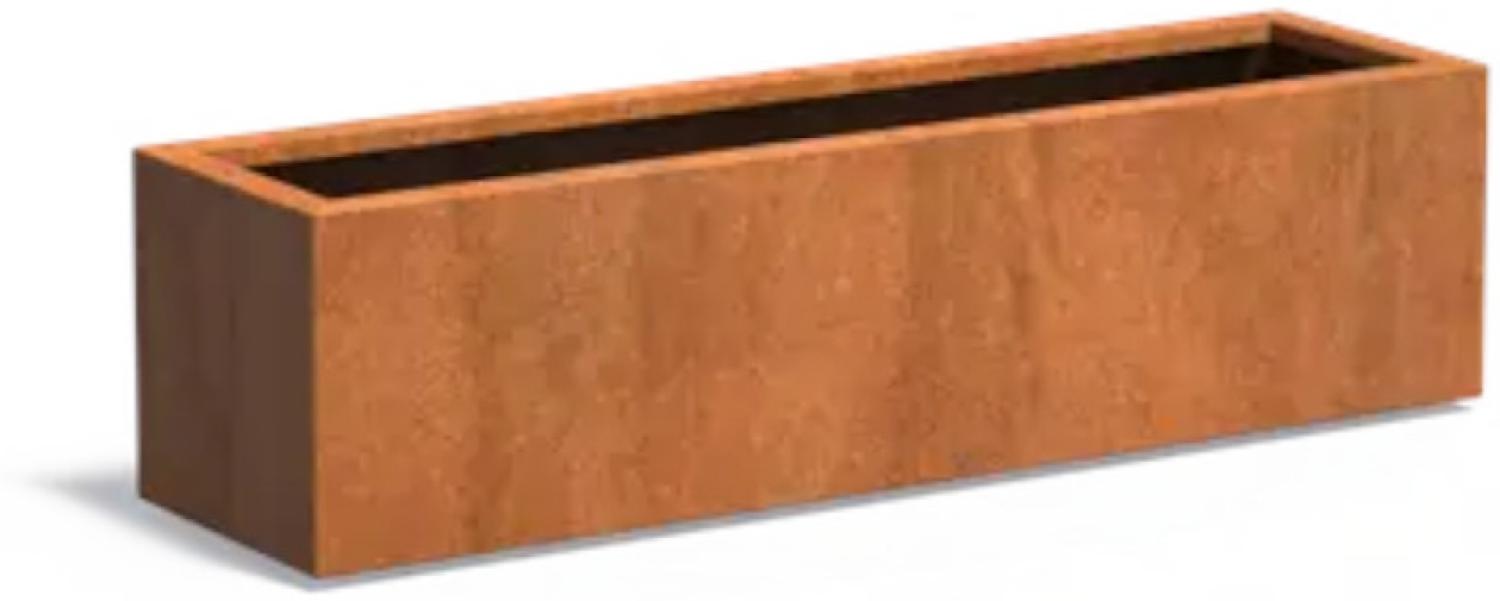 Adezz Pflanzgefäß Carrez Standard Rechteck aus Corten-Stahl Pflanzkübel Größe 150x40x40 cm Bild 1