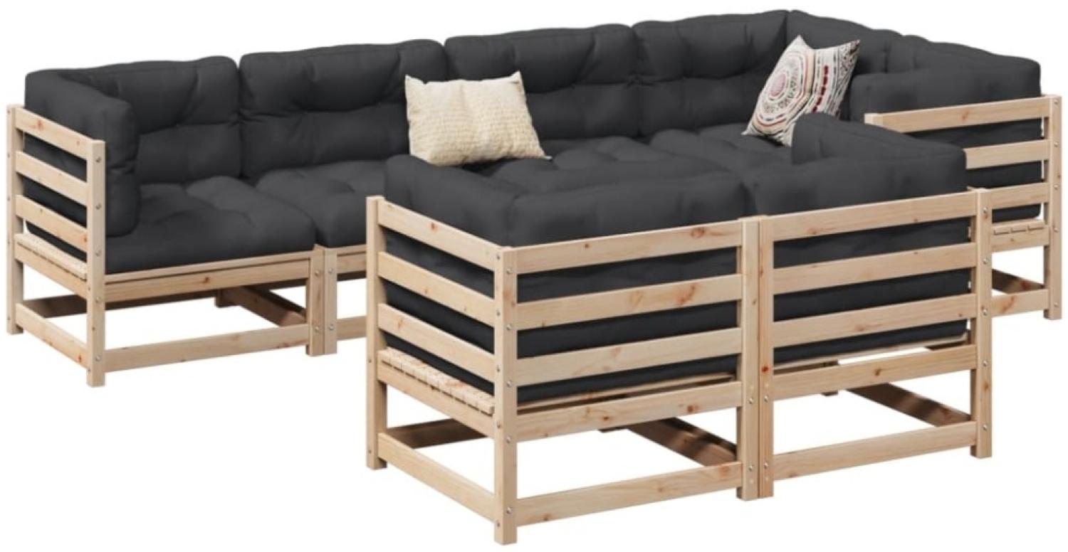 vidaXL 7-tlg. Garten-Sofagarnitur mit Kissen Massivholz Kiefer 3299493 Bild 1