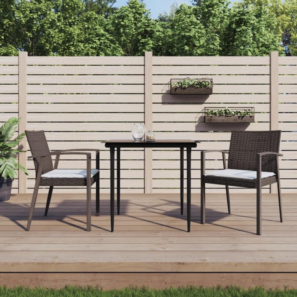 vidaXL Gartenstühle mit Kissen 2 Stk. Braun 56,5 x 57 x 83 cm Poly Rattan 364095 Bild 1