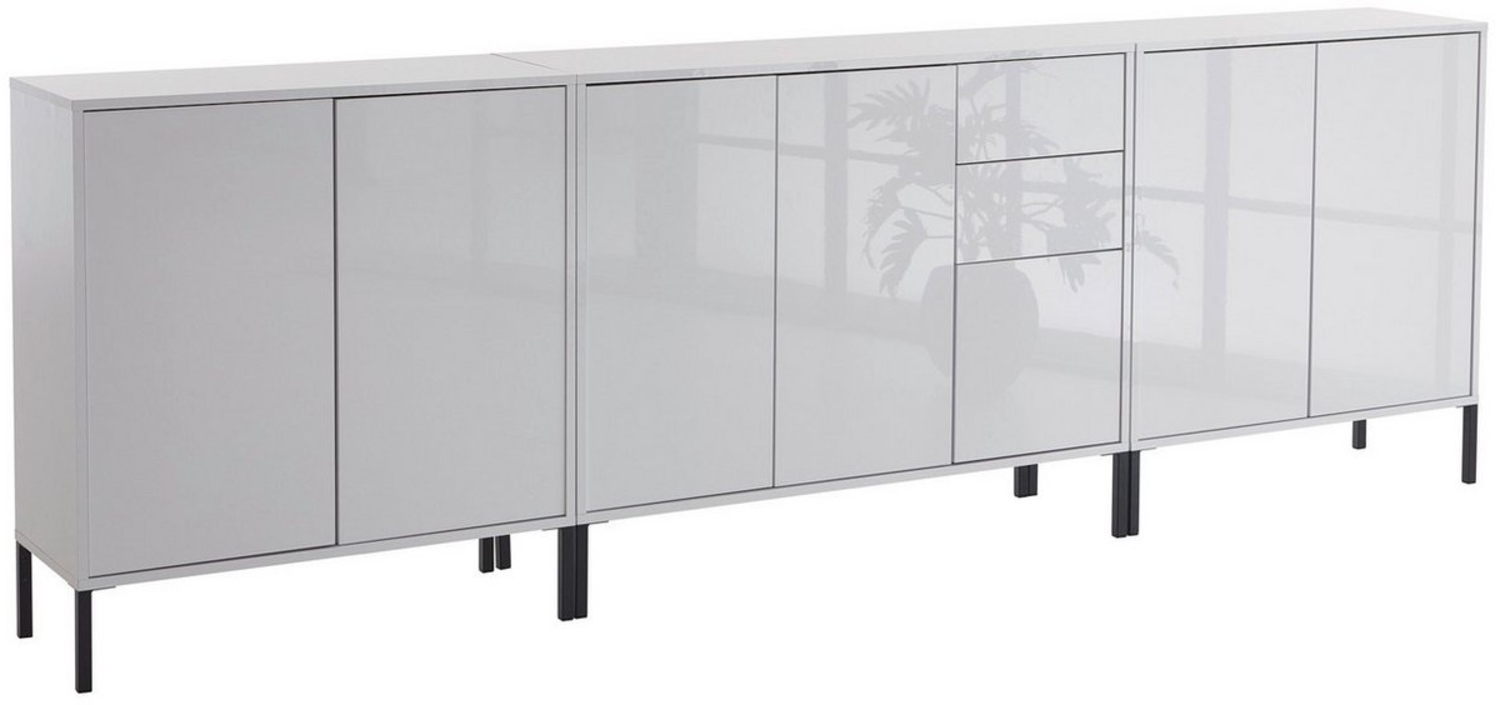 BMG Möbel Kommode Sideboard Mailand Set 6 in verschiedenen Ausführungen (3tlg), mit weiß lackierten Hochglanzfronten und Push-to-open-Funktion Bild 1