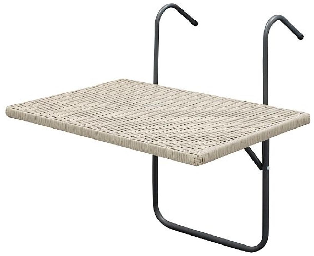 Balkonhängetisch 60x40cm Metall und Polyrattan grau Bild 1