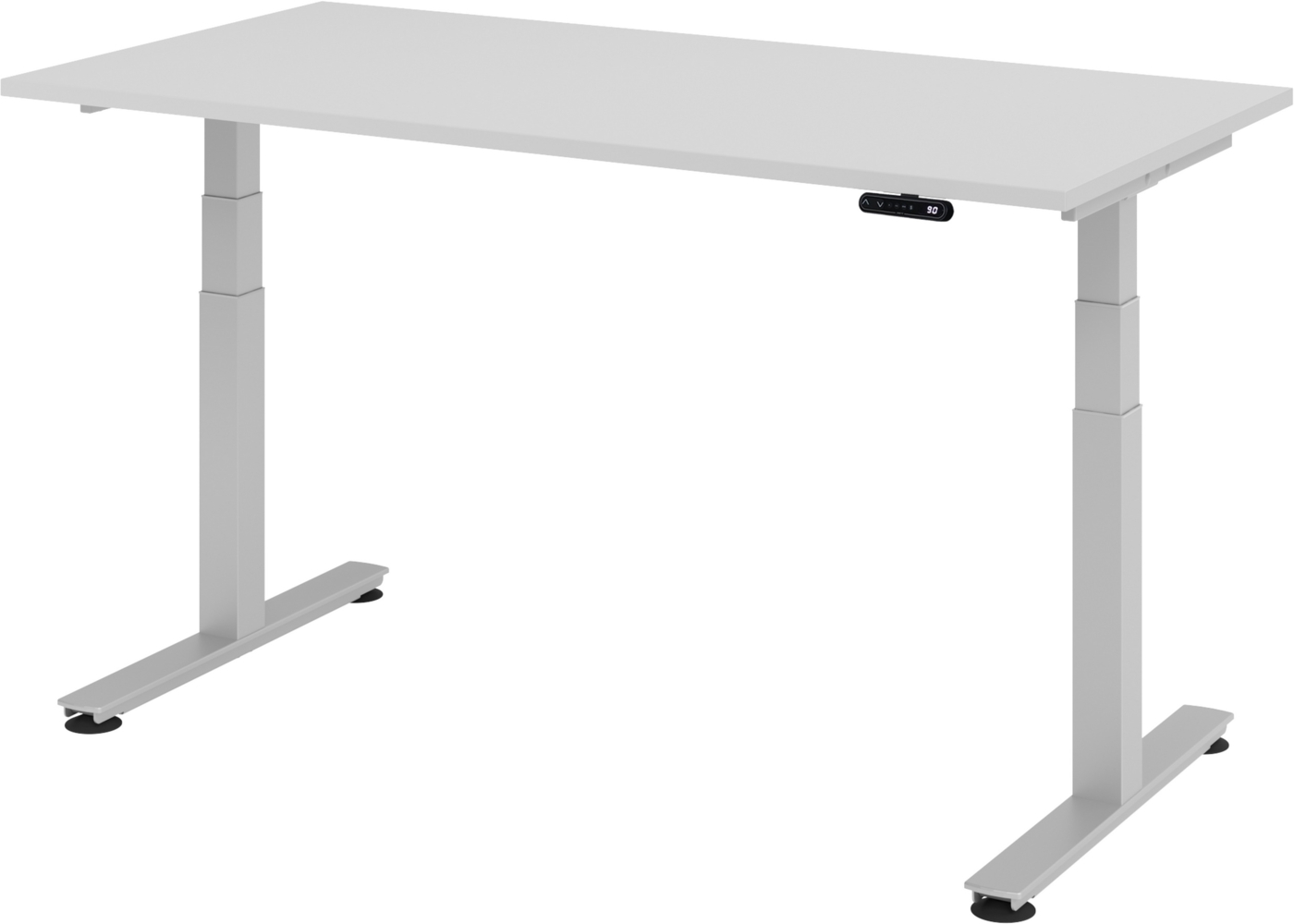 bümö elektrisch höhenverstellbarer Schreibtisch 160x80 cm in grau, Gestell silber - Schreibtisch höhenverstellbar elektrisch mit Memory-Steuerung, elektrischer Schreibtisch, Gaming Tisch, XDSM-16-5-S Bild 1