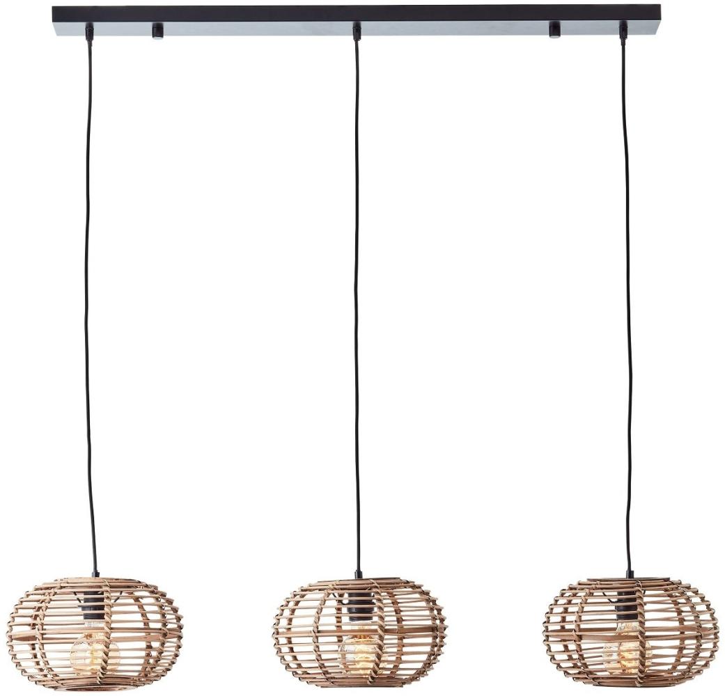 Brilliant AG Leuchten 99884-06 Pendelleuchte Woodball Balken 3-flammig schwarz rattan Bild 1