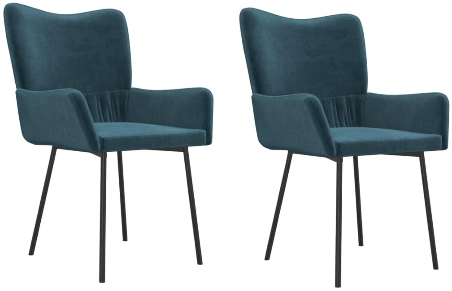 vidaXL Esszimmerstühle 2 Stk. Blau Samt 344885 Bild 1