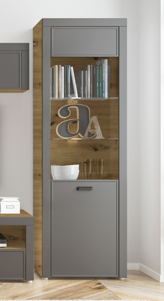 Standvitrine "Modena" Glasvitrine 50 cm artisan Eiche graphit matt Bild 1