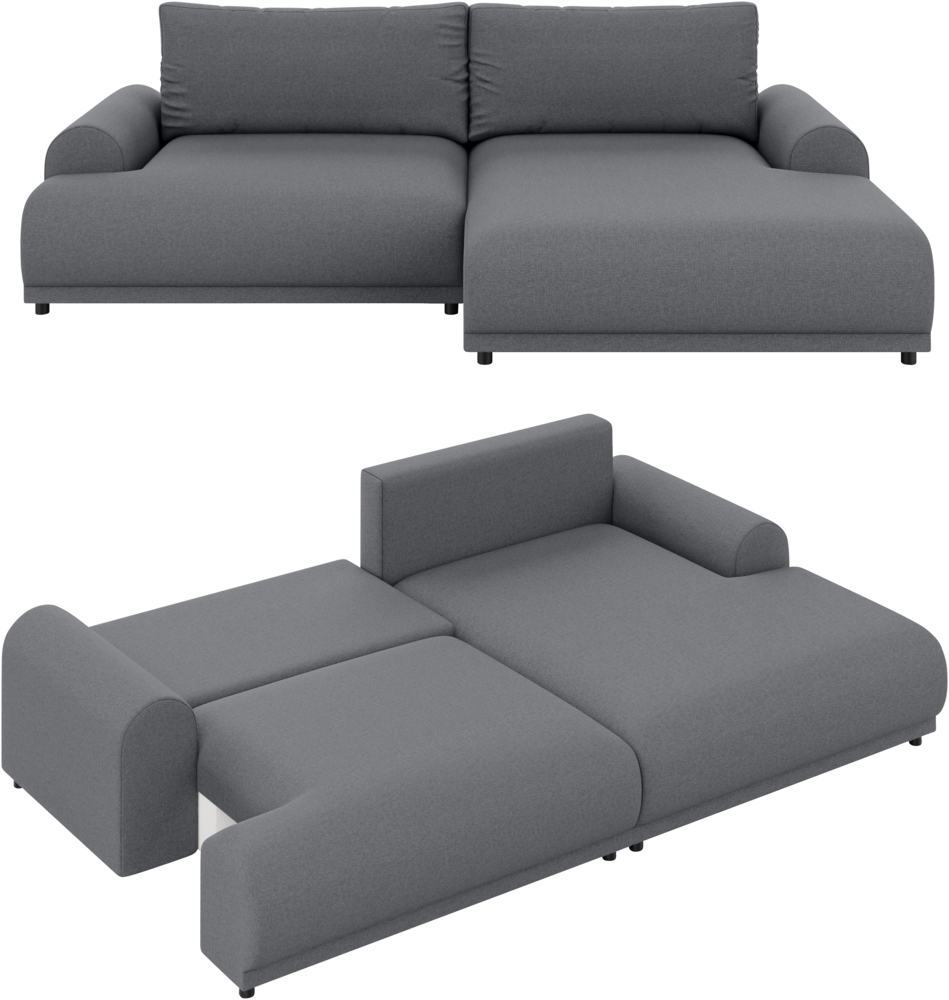 Ecksofa Lounge Schlaffunktion Bettkasten moderne L-Couch Ecke Rechts Dunkelgrau Bild 1