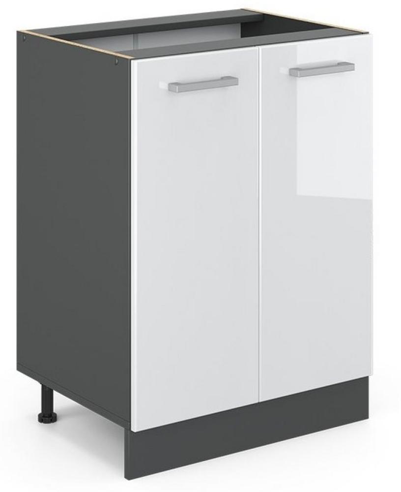 VICCO Küchenschrank R-Line Hängeschrank Unterschrank Küchenzeile Küchenunterschran Anthrazit (Weiß Hochglanz, Unterschrank 60cm) Bild 1