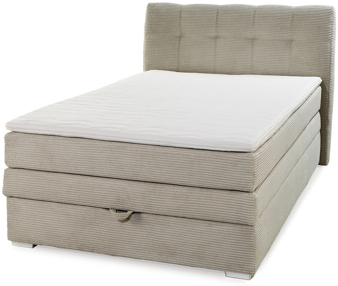 Boxspringbett Aalborg / Amelie, Polyester, Stoff, Grau, 134 x 105 x 217 cm Bild 1