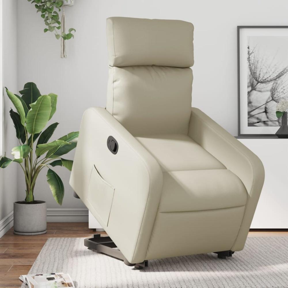 vidaXL Relaxsessel mit Aufstehhilfe Creme Kunstleder 3206750 Bild 1